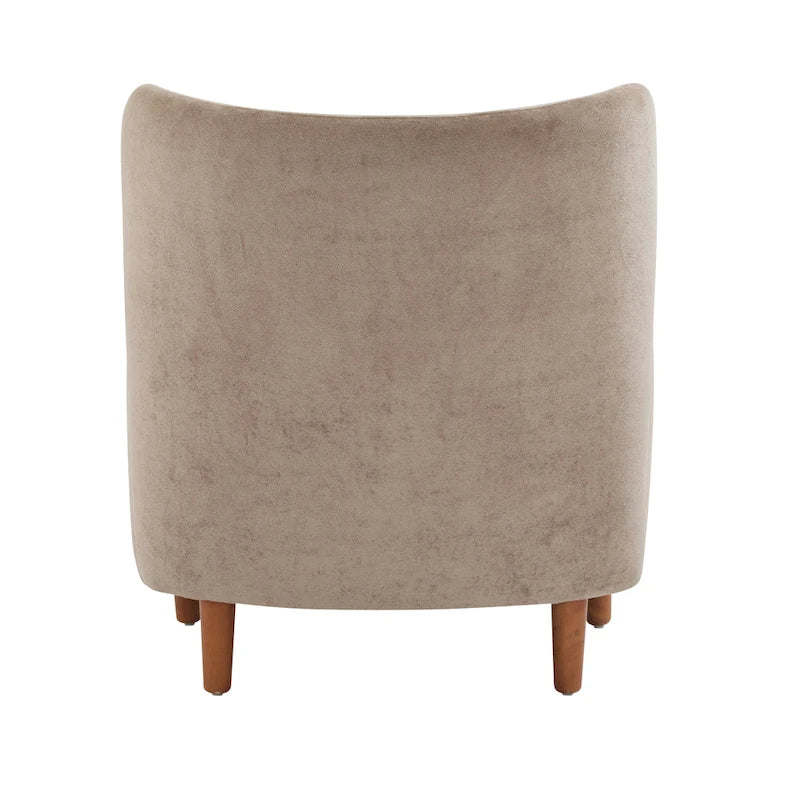 Wingback Club Chair, Mid-Century, Plush Velvet, Solid Wood & Birch Legs, Seats 1, Blue/Brown