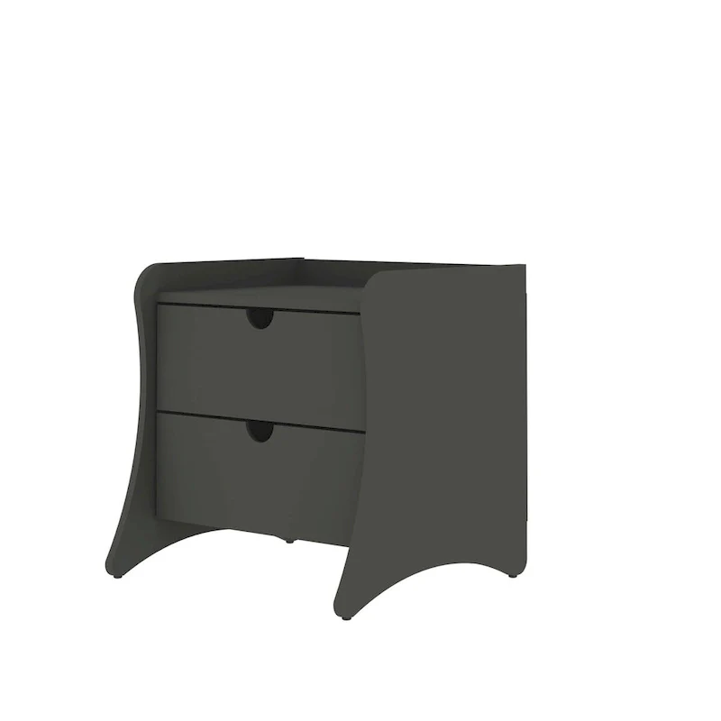 Mid-Century Modern 2-Drawer Nightstand, MDF, Curved Legs, 19.68