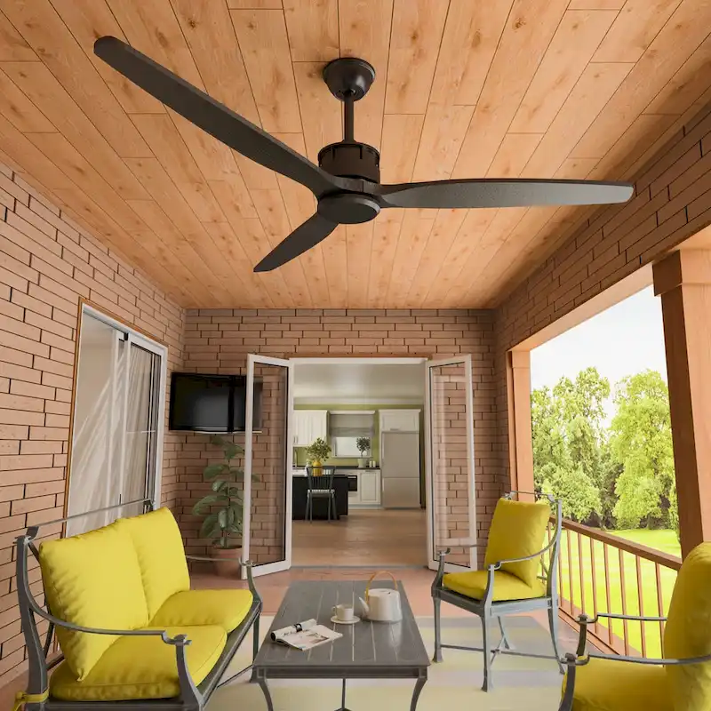 Wood Ceiling Fan with Lights Remote Control,6 Speed DC Motor,3 Blade - 59