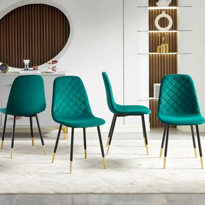 Howtai Upholstered Velvet Chair Armless Set of 4 for Kitchen,Home