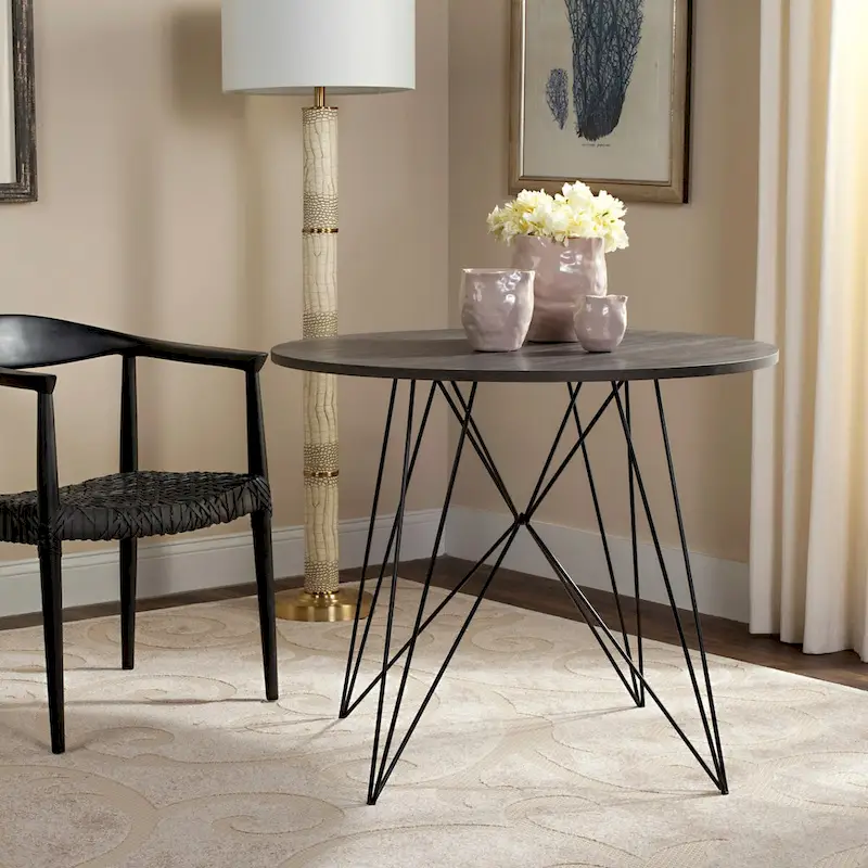 SAFAVIEH Zorana Dark Grey / Black Round Dining Table - 35.4 x 35.4 x 29.5 - 35Wx35Dx30H