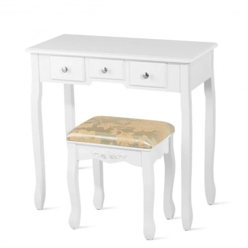 Vanity Make Up Table Set Dressing Table Set with 5 Drawers - 31.5 x 16 x 53.5 ( L x W x H )