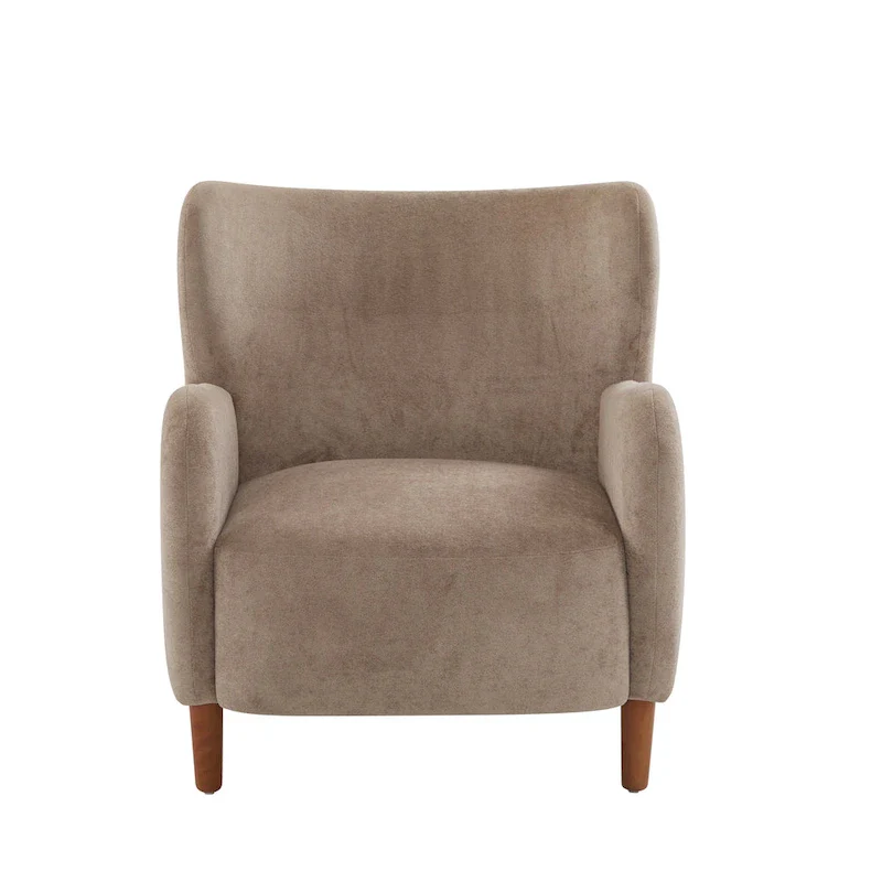 Wingback Club Chair, Mid-Century, Plush Velvet, Solid Wood & Birch Legs, Seats 1, Blue/Brown