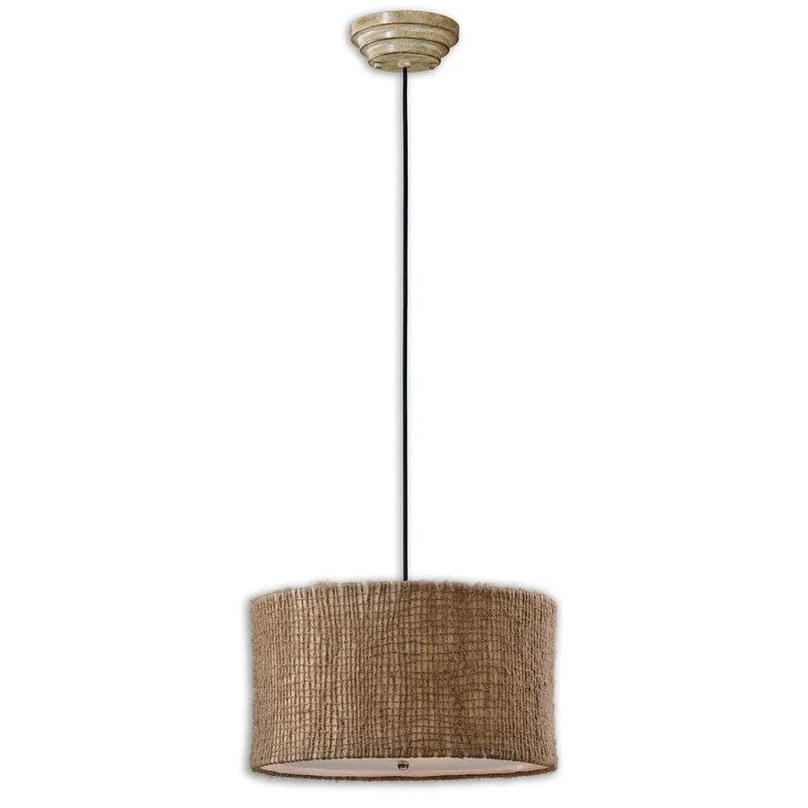 Uttermost Country / Rustic 3 Light Pendant with Natural Twine Shade
