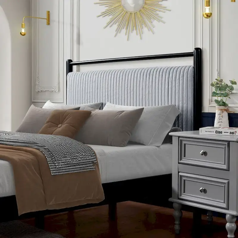 Christopher Knight Home Queen Wood Platform Bed Frame with Fluffy Soft Headboard