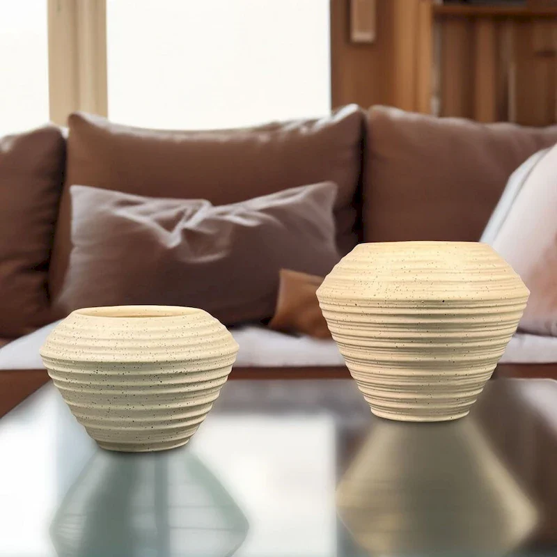 Set of Two Speckled Ceramic Flower Pots