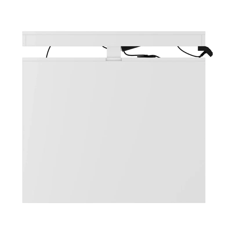 White Electric Height-Adjustable Desk with Side Storage Cabinet – Single User