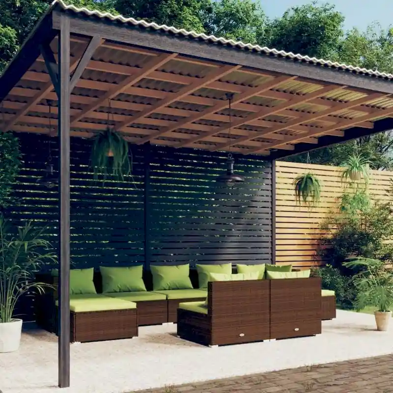 vidaXL Patio Lounge Set Outdoor Sectional Sofa Set Table Garden Poly Rattan - 27.6  x 27.6  x 23.8