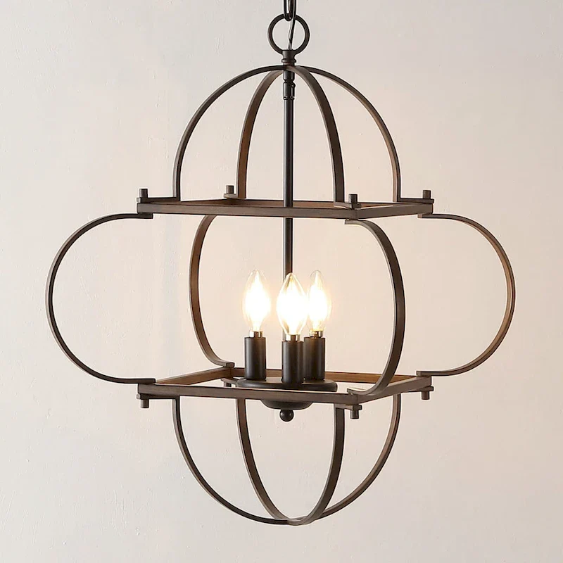 SAFAVIEH Lighting Kleoniki 24  Traditional Pendant (3-Bulb) - 24  W x 24  D x 87  H - Black/Brown - 24Wx24Dx87H