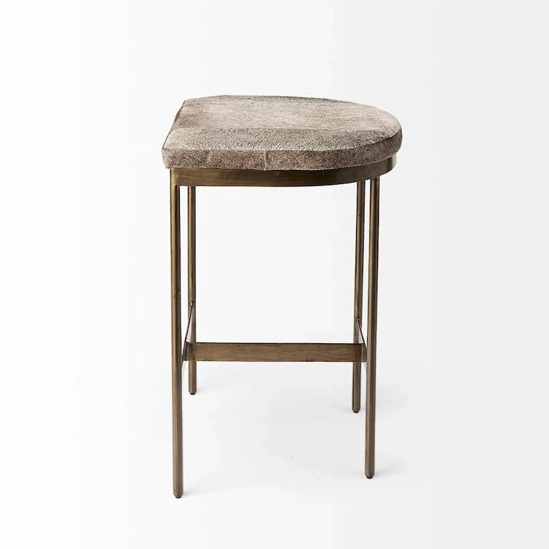 Millie Black Genuine Leather Seat with Nickel Metal Frame Counter Stool