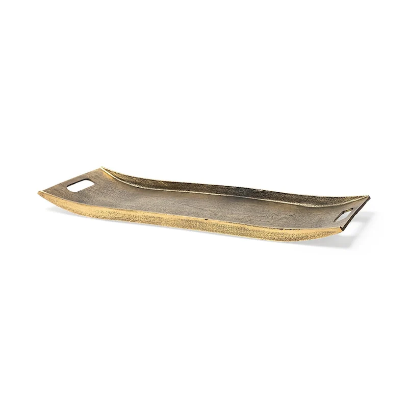Drey 24L x 10W Gold Rectangular Tray - 24.0L x 9.8W x 1.0H