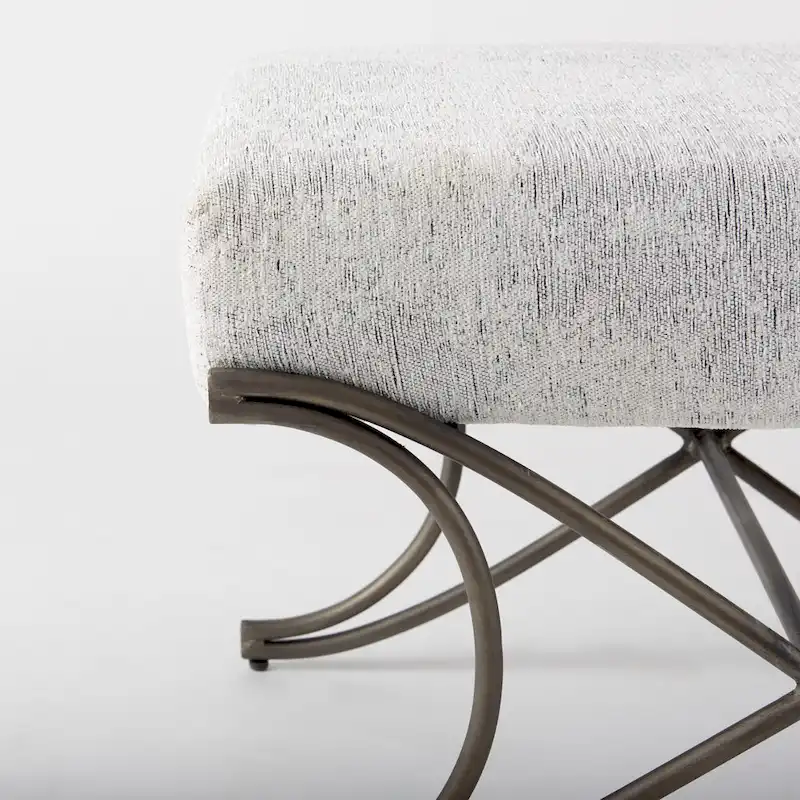 Ayla Gray Fabric Seat w/ Dark Nickel Metal Frame Bench