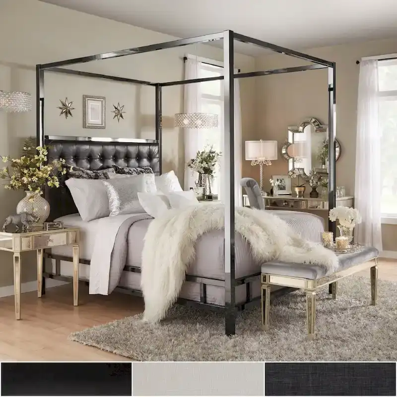 Solivita King-size Black Nickel Frame Canopy Bed by INSPIRE Q Bold