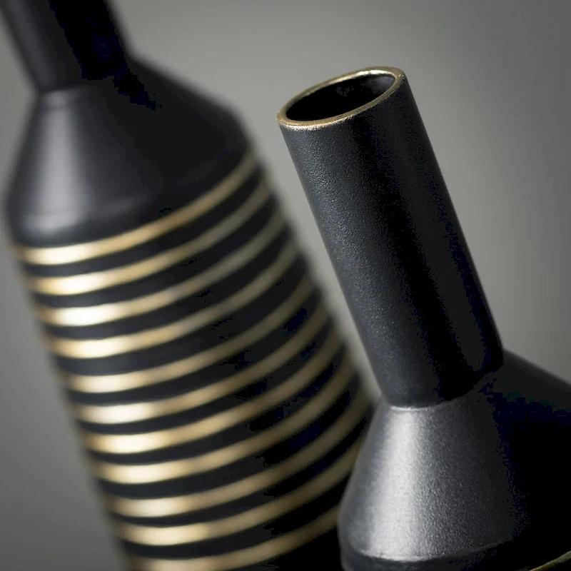 Sullivans Matte Black Gold Lined Metal Vases Set of 2, 21 H & 17 H Black - 6 L x 6 W x 21 H, 6 L x 6 W x 17 H