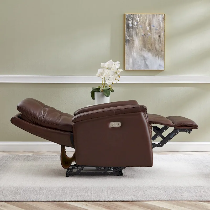 Hydeline Logan Power Headrest Top Grain Leather Recliner Chair