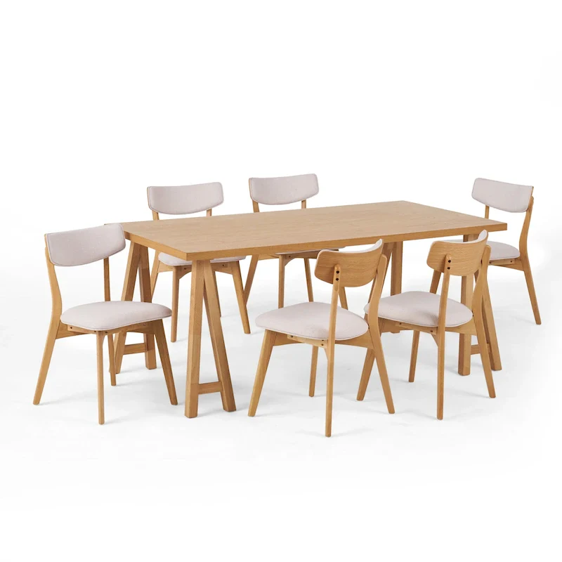 Chazz Mid-Century Modern 7 Piece Dining Set with A-Frame Table by Christopher Knight Home