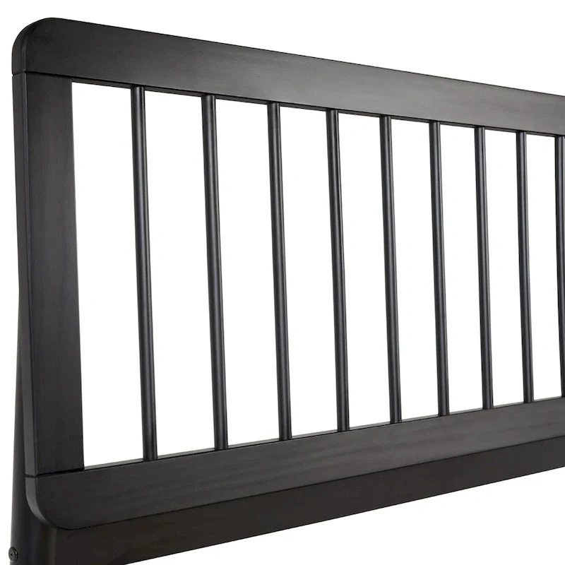 Queen Solid Wood Spindle Bed Frame with Pine Legs – Caramel / Natural Pine / Black, for 1–2 People