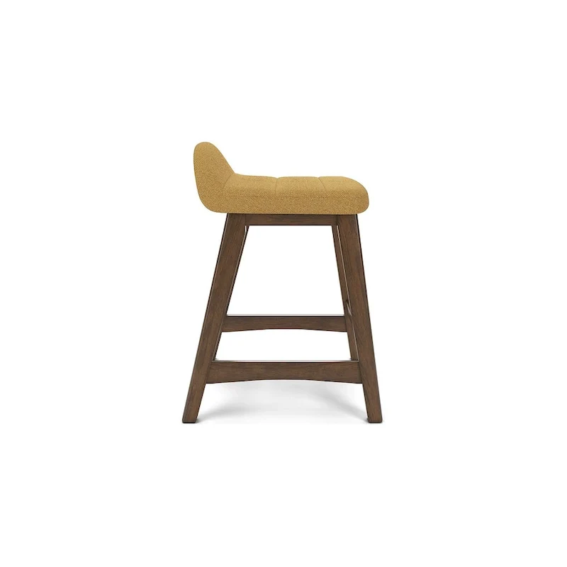 Counter Height Bar Stool, Set of 2, Mid-Century, Polyester, Foam Cushion, Hardwood Frame, Seats 2, Charcoal/Teal/Grey/Yellow