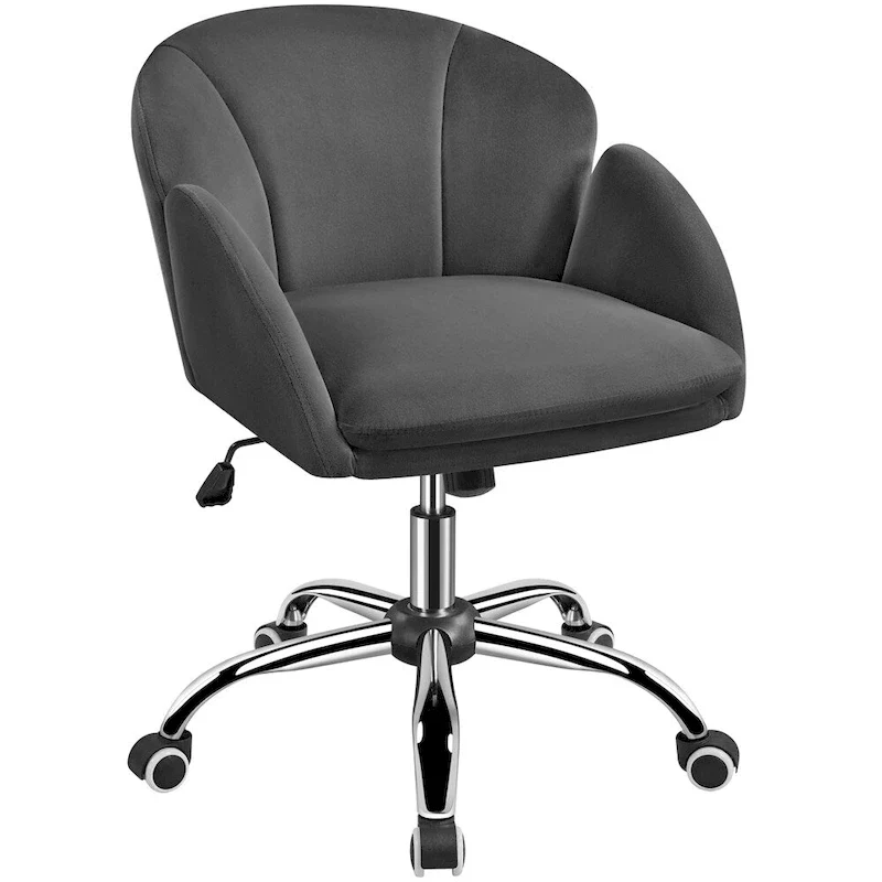 Velvet Swivel Rolling Desk Chair, Height Adj. 28.5