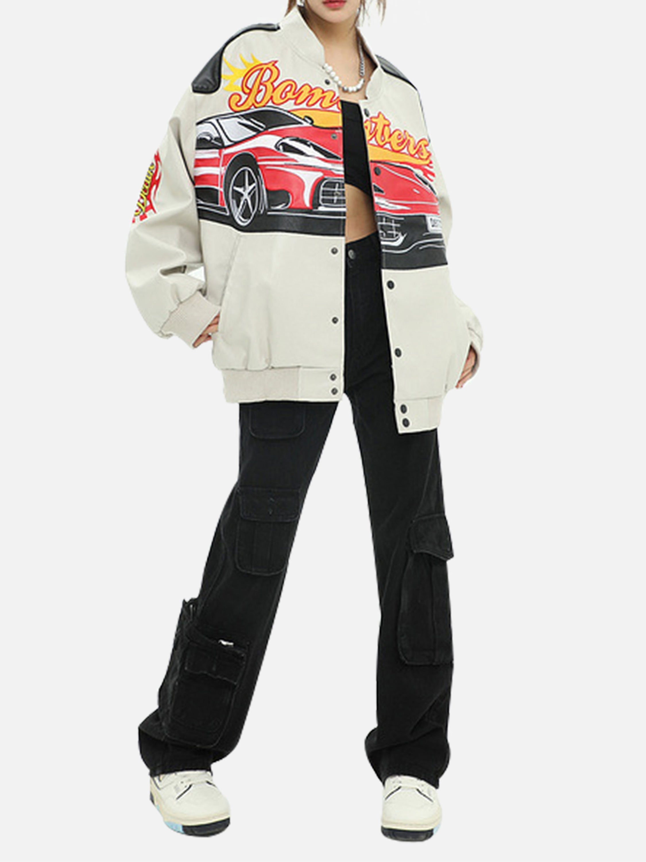 The Vimiaparty American Street Biker Baseball Suit Racing Suit Jacket