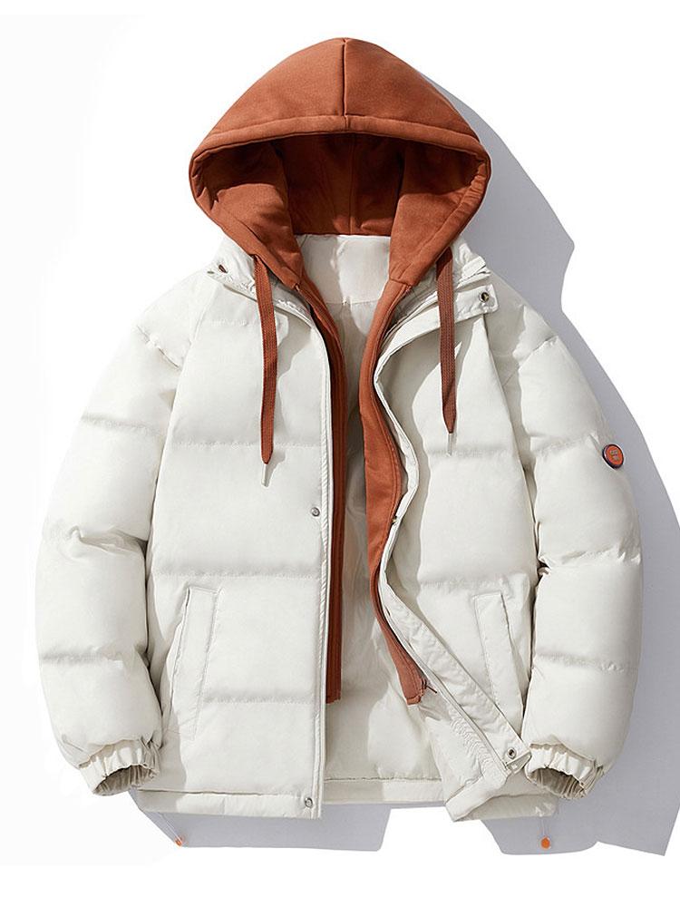 Contrast Hooded Puffer Coat