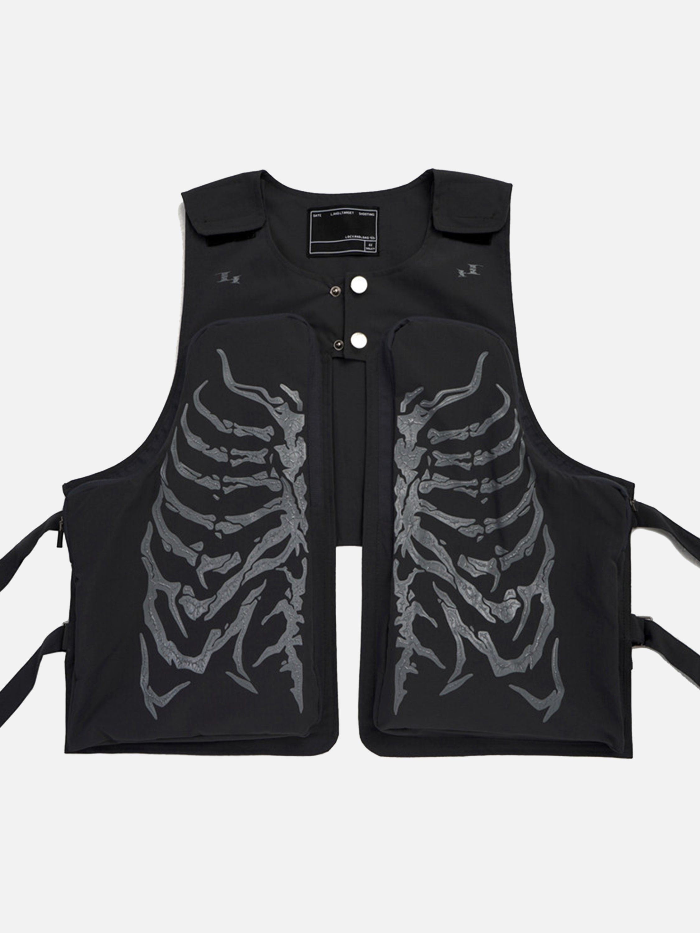 The Vimiaparty Skeleton Print Padded Cargo Vest