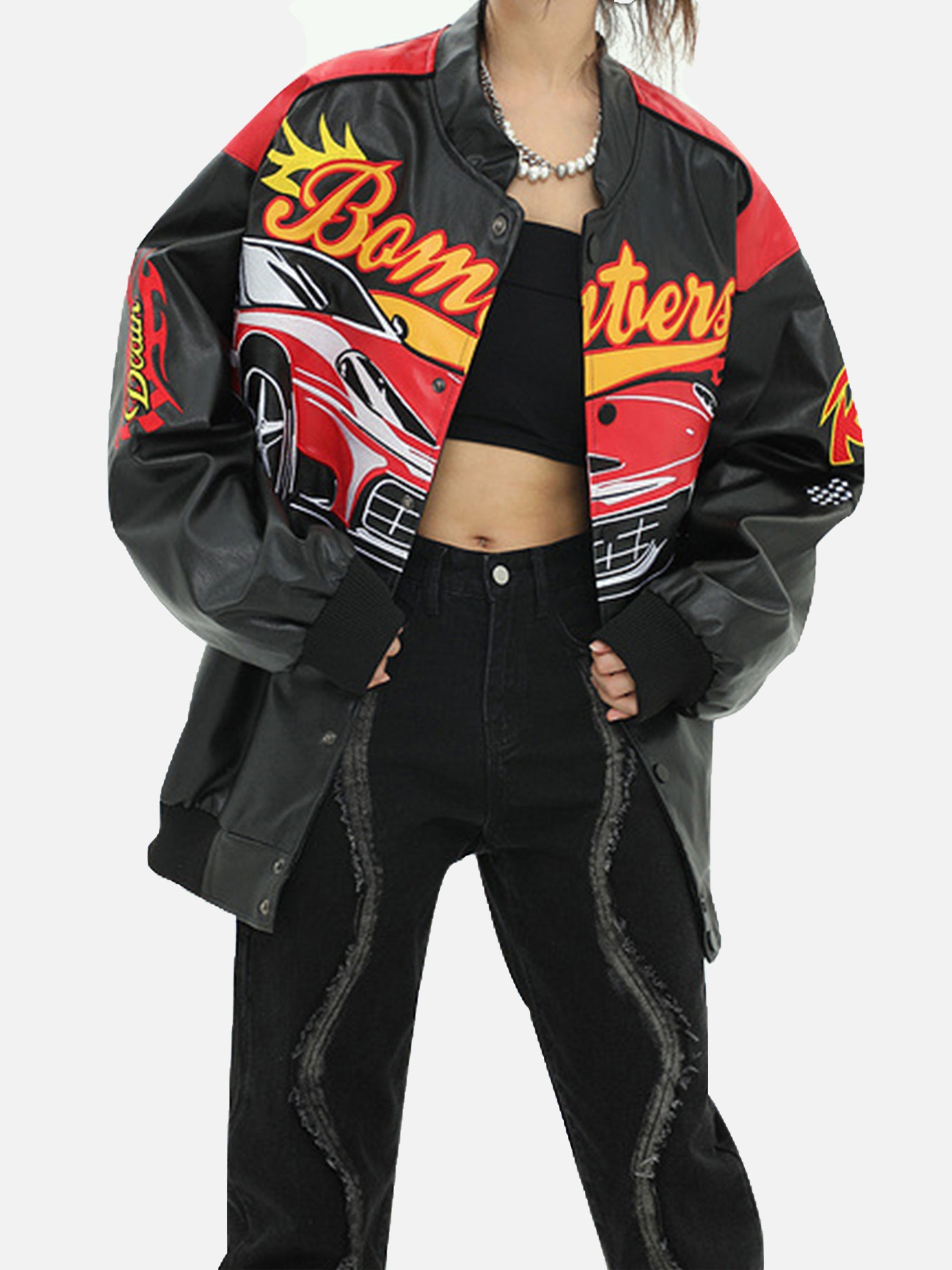 The Vimiaparty American Street Biker Baseball Suit Racing Suit Jacket