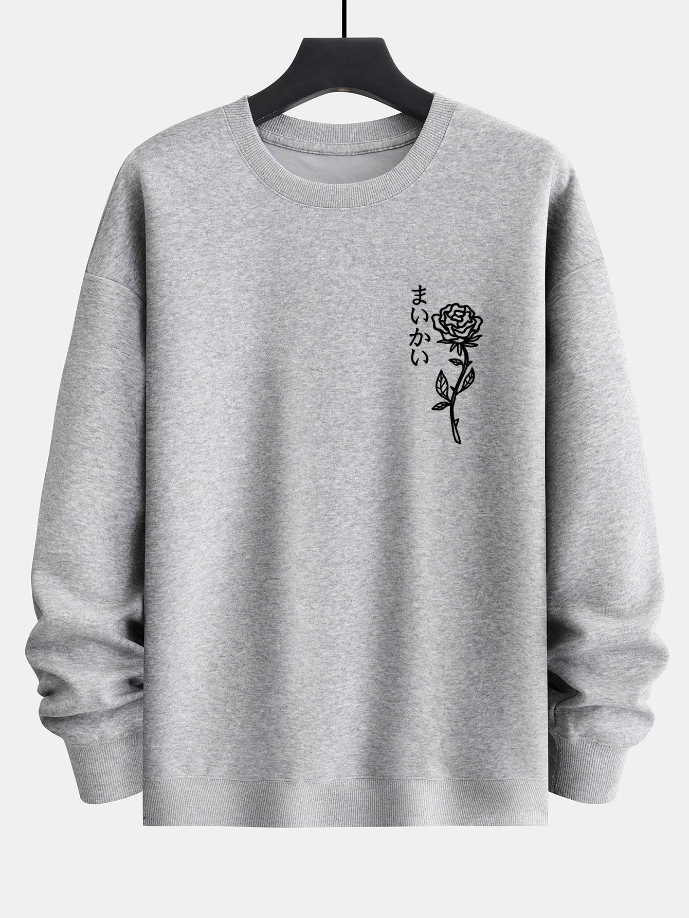 Japanese Rose Print Relax Fit Sweatshirt