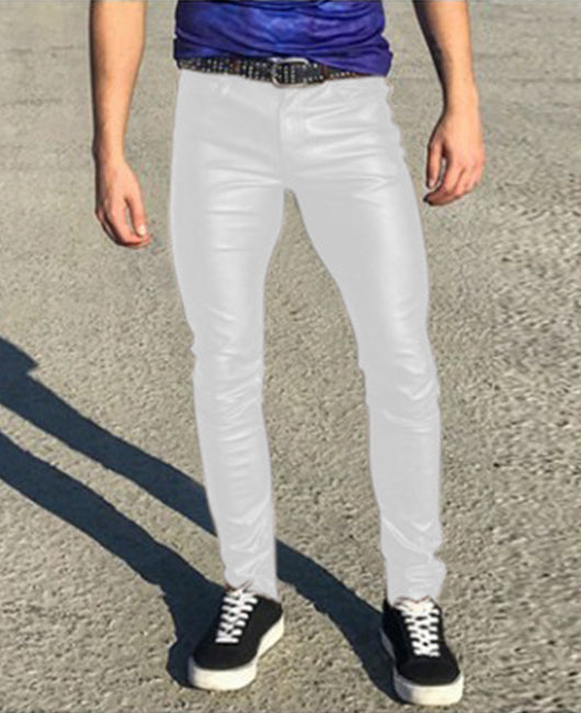 Casual Punk Stretch Leather Pants