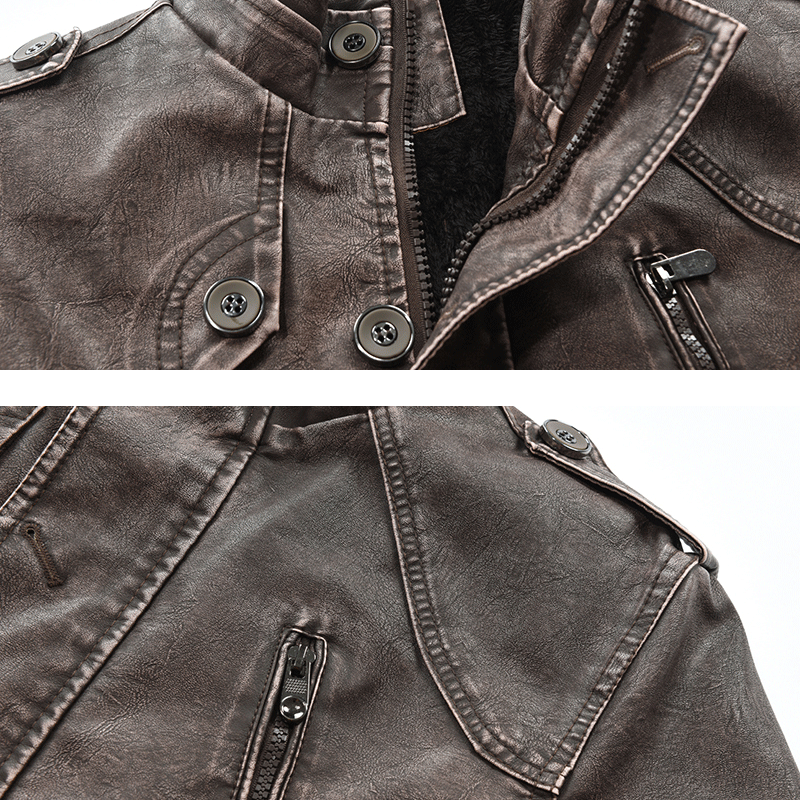 2020 Autumn And Winter New Men's Mid-length Casual Fashion PU Leather Jacket Stand-collar Slim Youth Windbreaker
