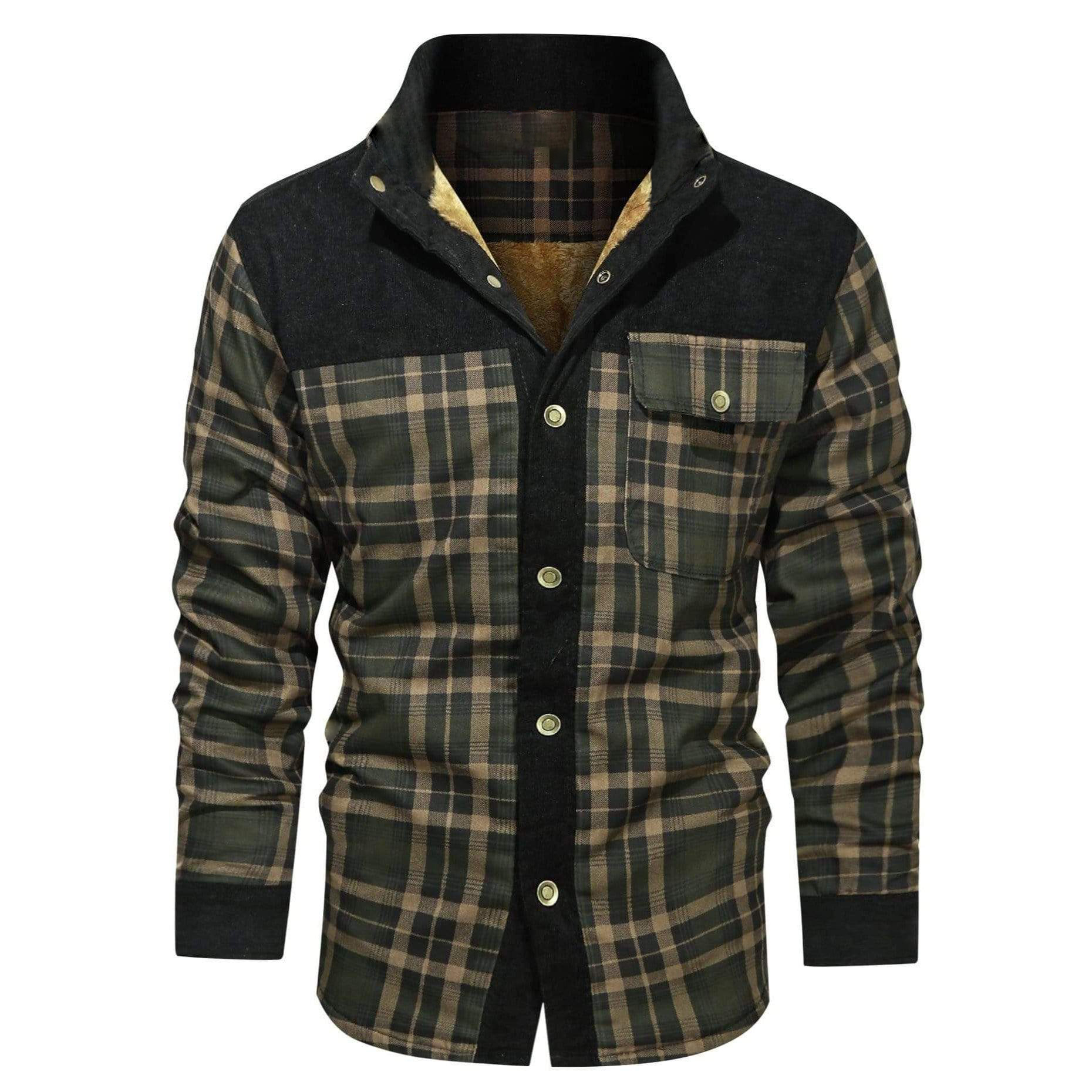 Men's Retro Check Pattern Stitching Warm Wanderer Jacket