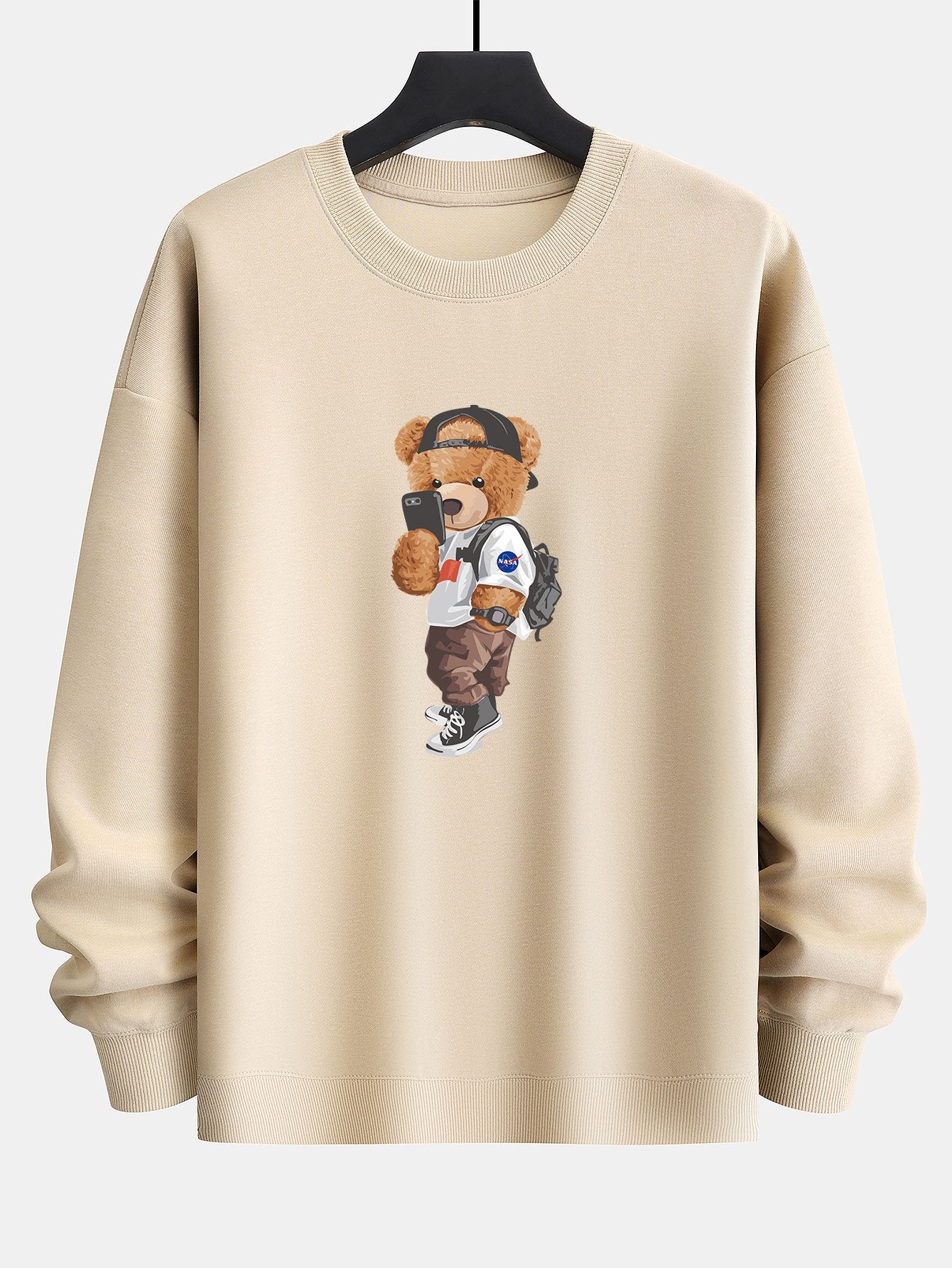 Selfie Bear Print Relax Fit Sweatshirt