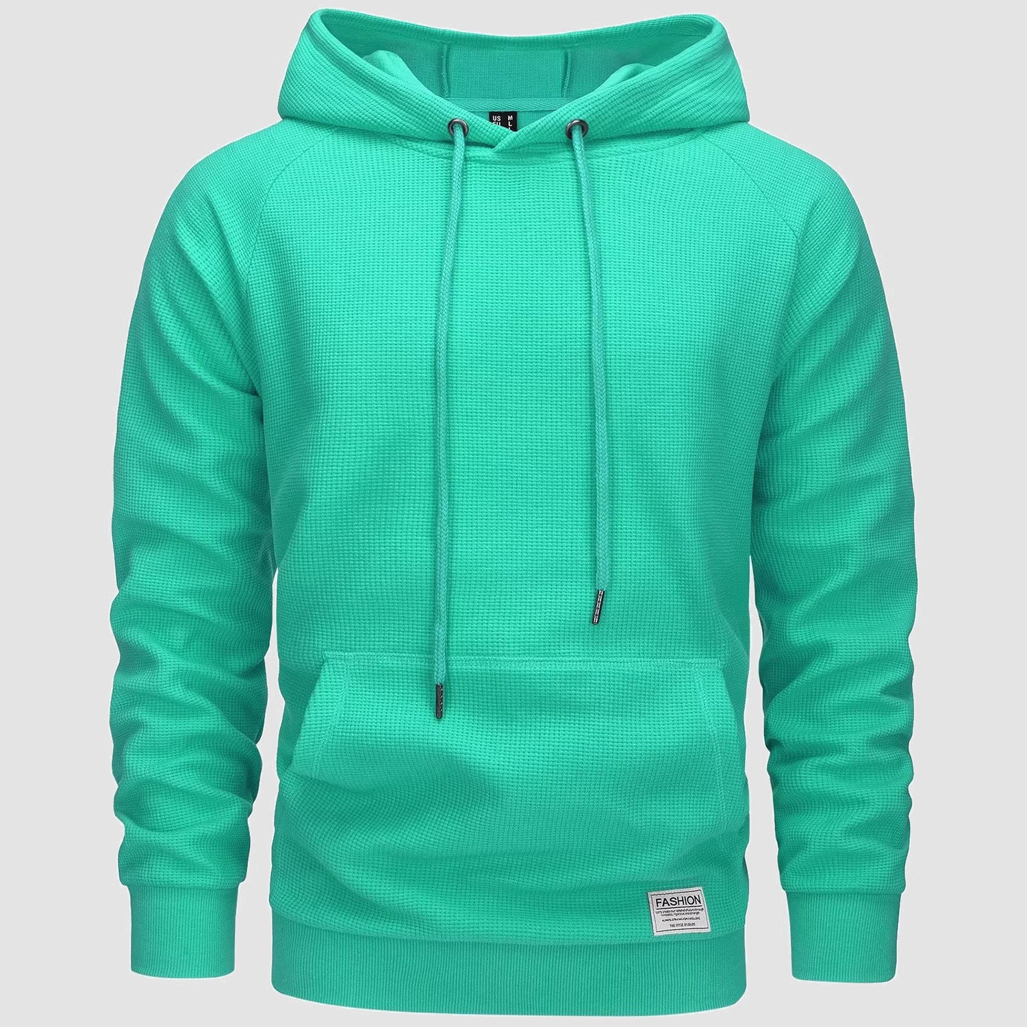 Men's Pullover Hoodies Waffle Knit Long Sleeve Drawstring Casual Active Hooded Sweatshirts with Kangaroo Pockets