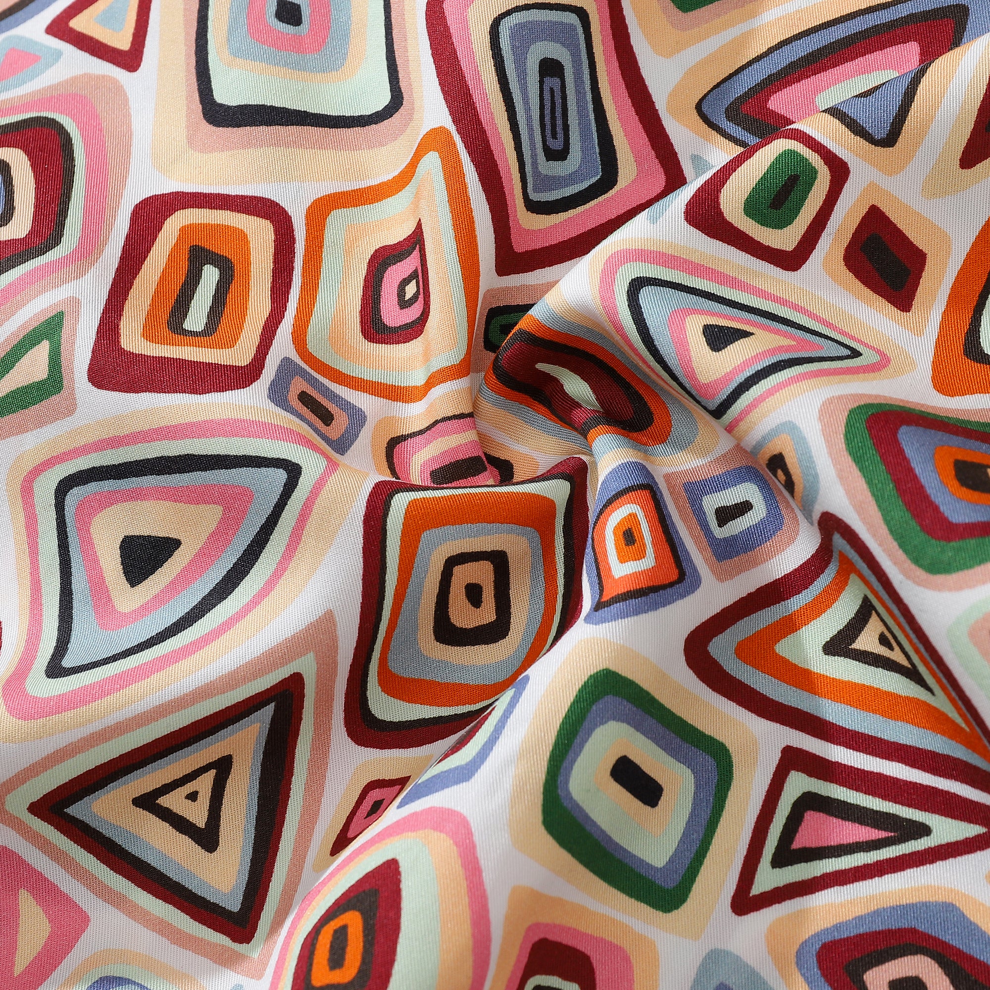 Men‘s Aloha Shirts Abstract Geometric Figures Tencel Camp Shirt Coconut Button