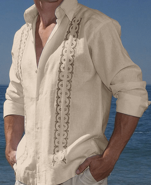 Casual Plain Calico Button Lapel Collar Long Sleeve Shirt