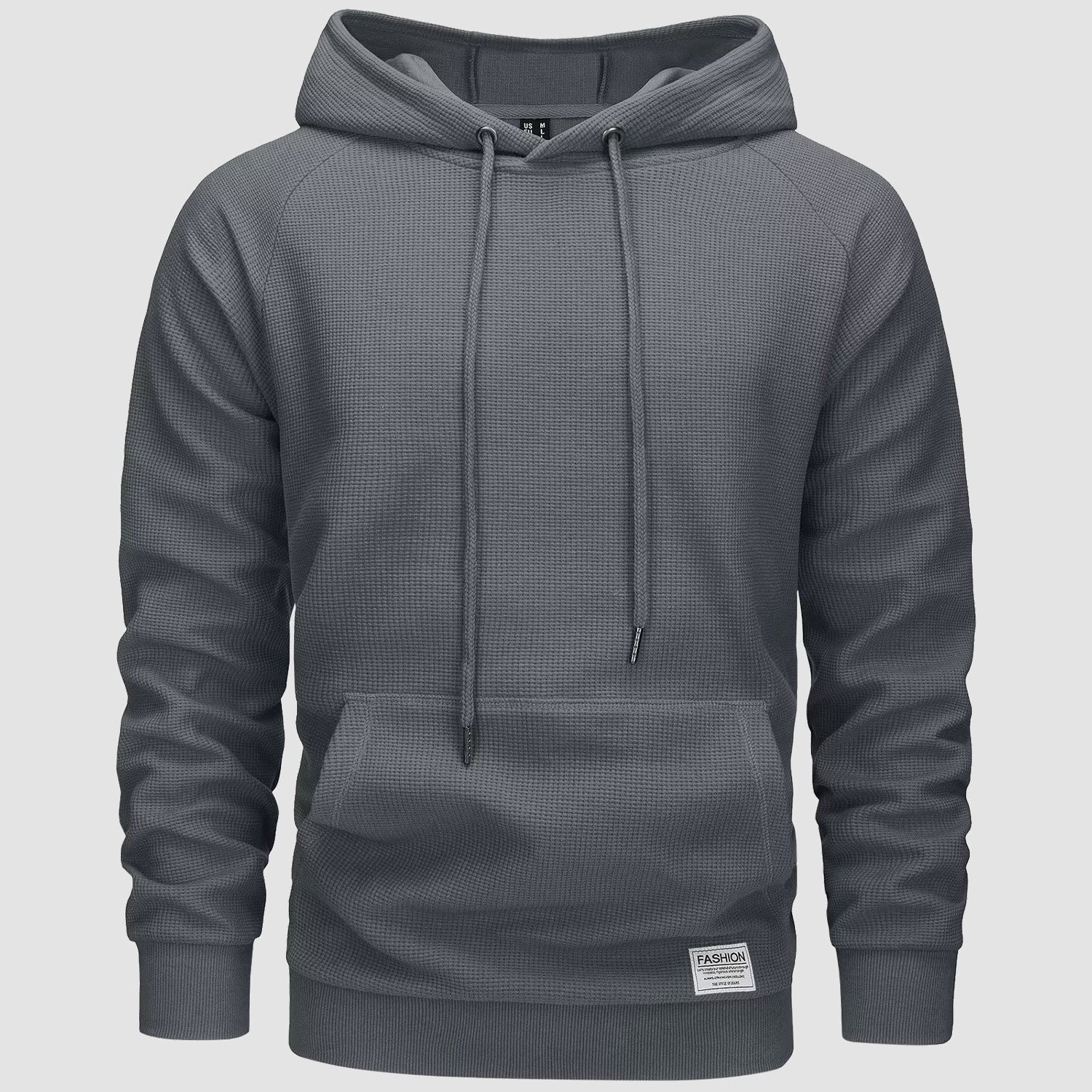Men's Pullover Hoodies Waffle Knit Long Sleeve Drawstring Casual Active Hooded Sweatshirts with Kangaroo Pockets