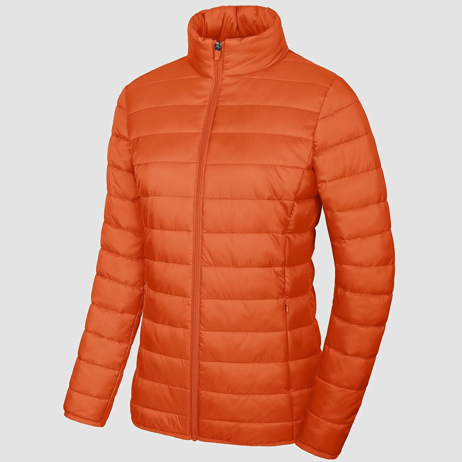 Women Lightweight Puffer Jacket Stand Collar Full Zip Quilted Lined Winter Coat