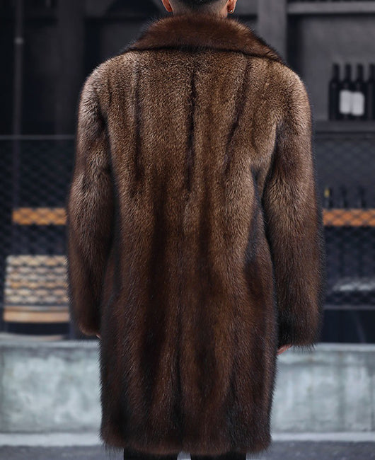 Men Luxury Lapel Faux Fur Overcoat