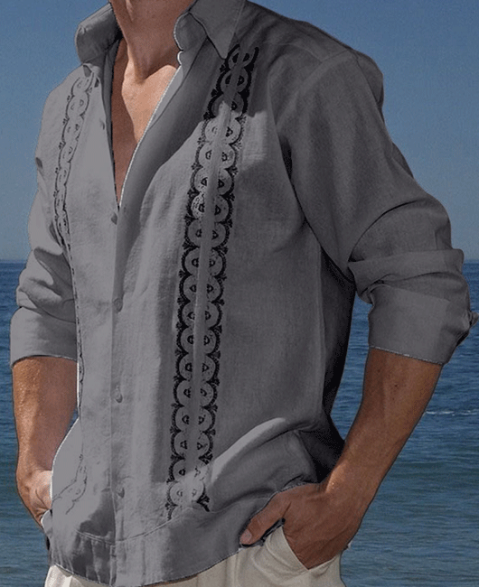Casual Plain Calico Button Lapel Collar Long Sleeve Shirt