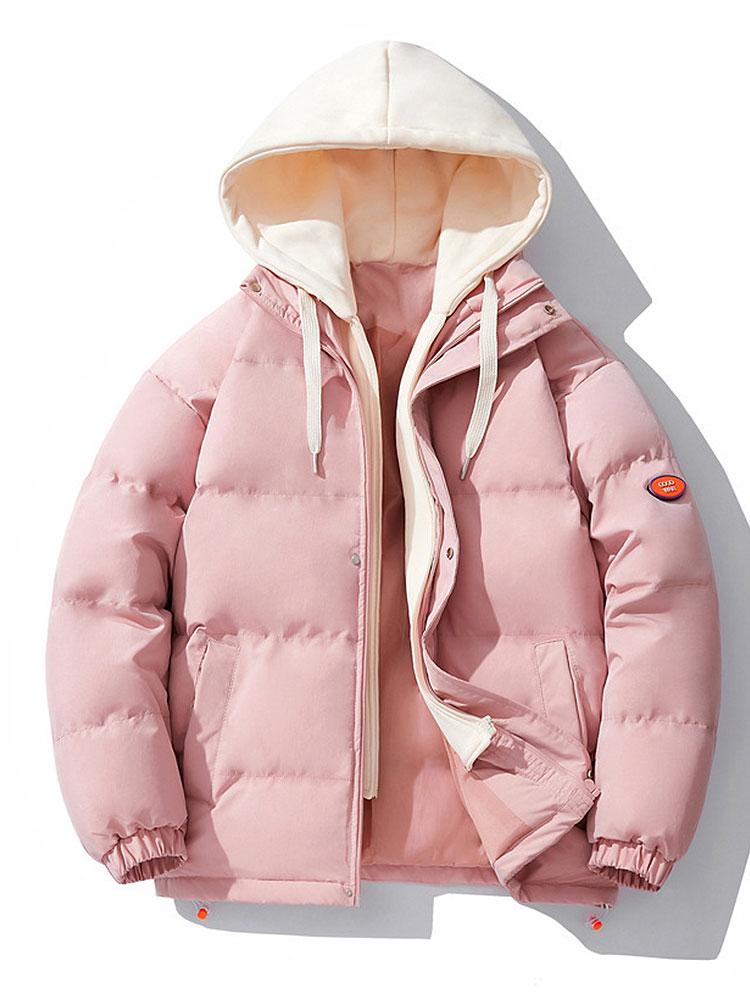 Contrast Hooded Puffer Coat