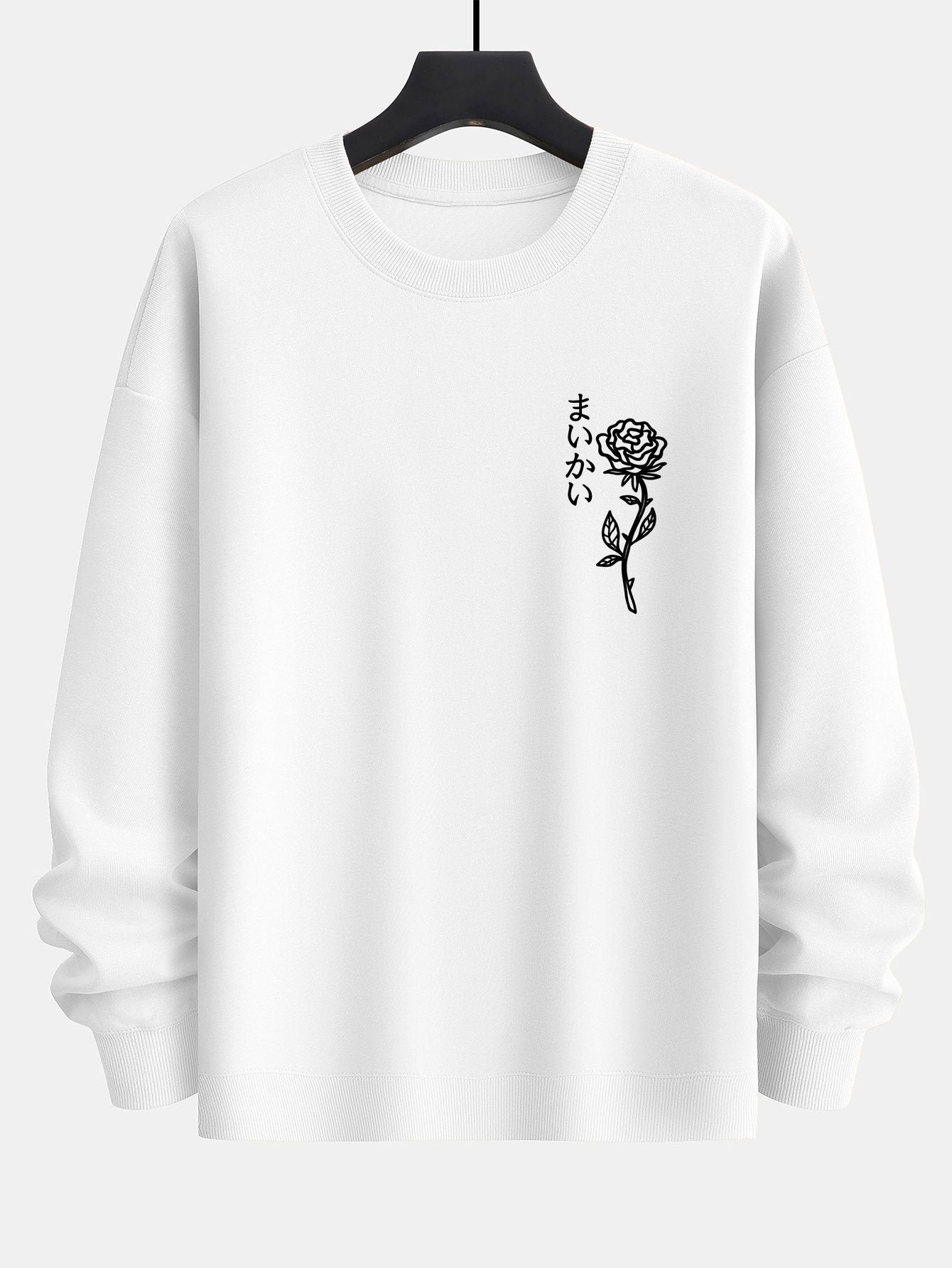 Japanese Rose Print Relax Fit Sweatshirt