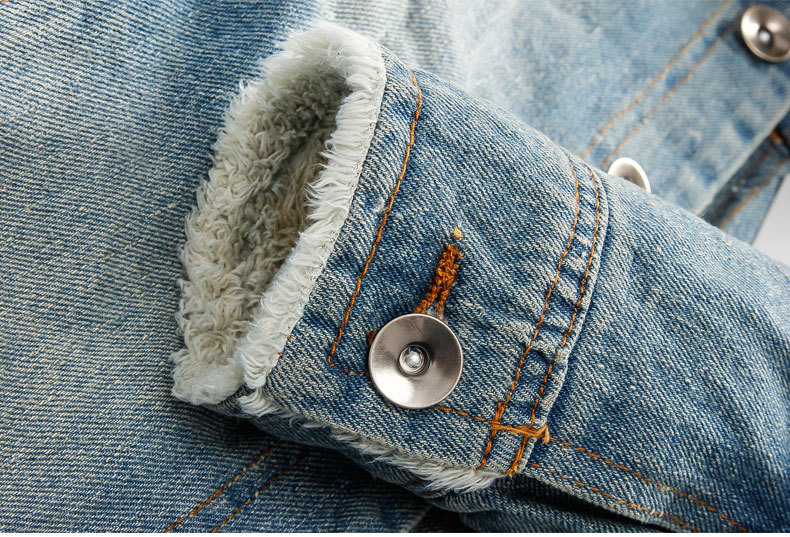 Men's Sherpa Fleece Lined Distressed Denim Trucker Jacket
