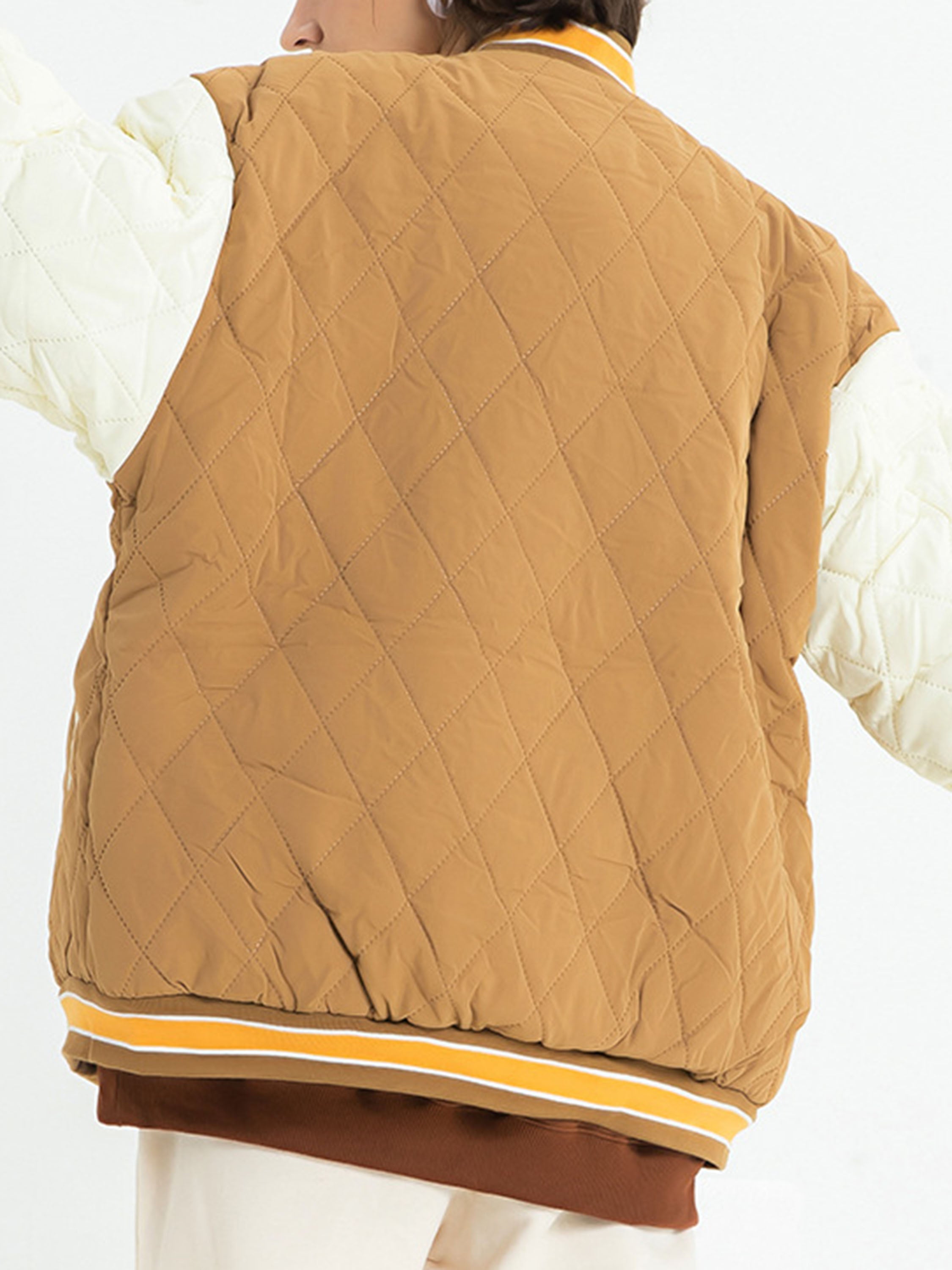The Vimiaparty American Style Compound Velvet Check Thickened Cotton Baseball Suit Jacket