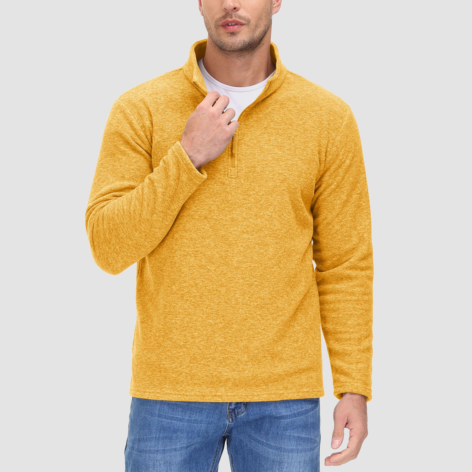 Men's Shirt 1/4 Zip Fleece Pullover Sweater Long Sleeve Sweatshirts Athletic Shirt