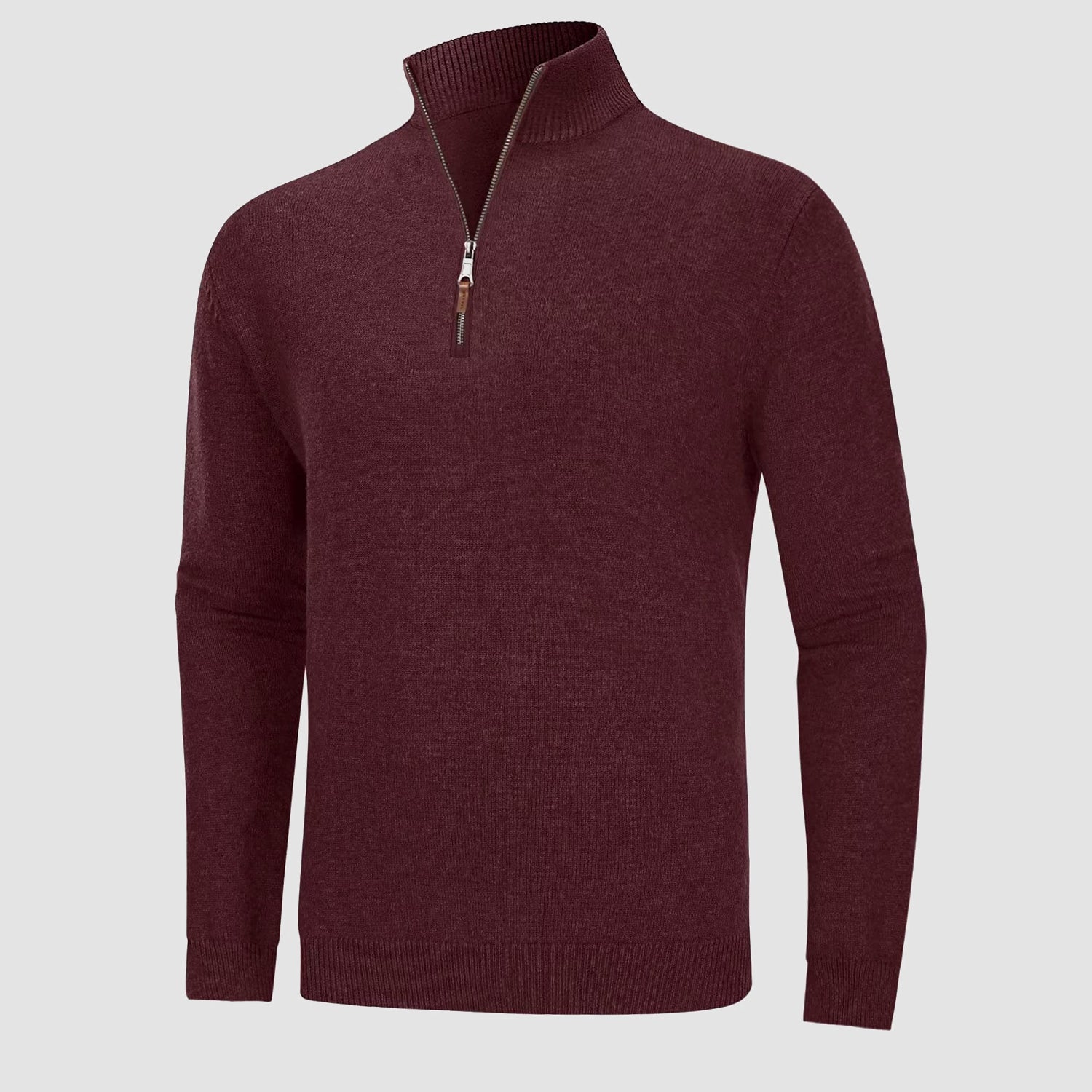Men's Sweaters Casual Knitted Turtleneck Pullover with 1/4 Zip