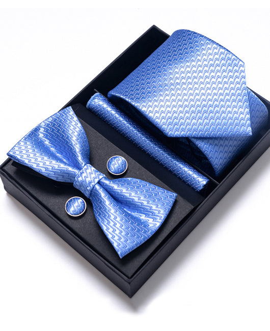 Business Allover Print Tie & Scarves & Cufflinks & Bow Tie 4Ps Set