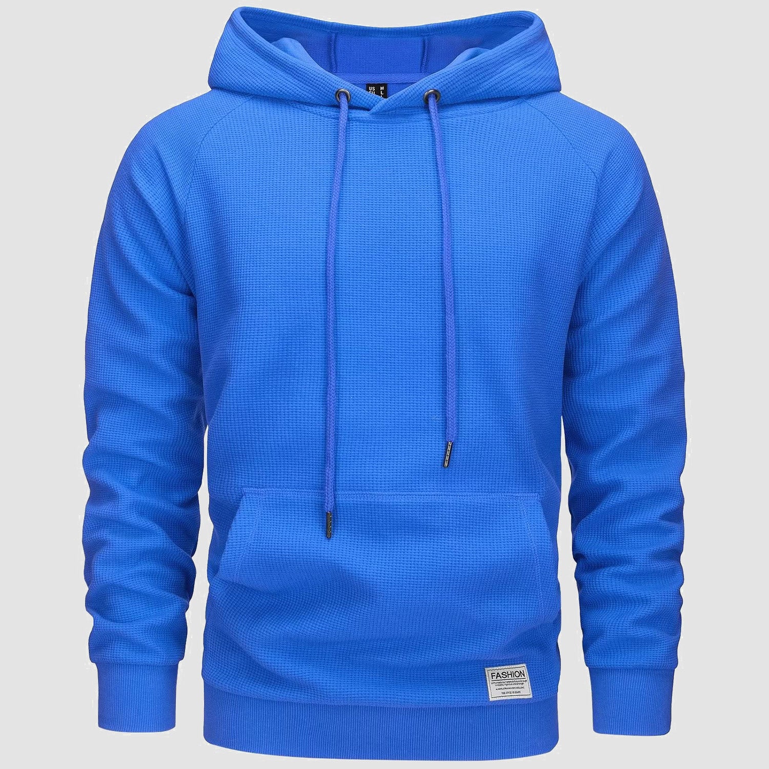 Men's Pullover Hoodies Waffle Knit Long Sleeve Drawstring Casual Active Hooded Sweatshirts with Kangaroo Pockets