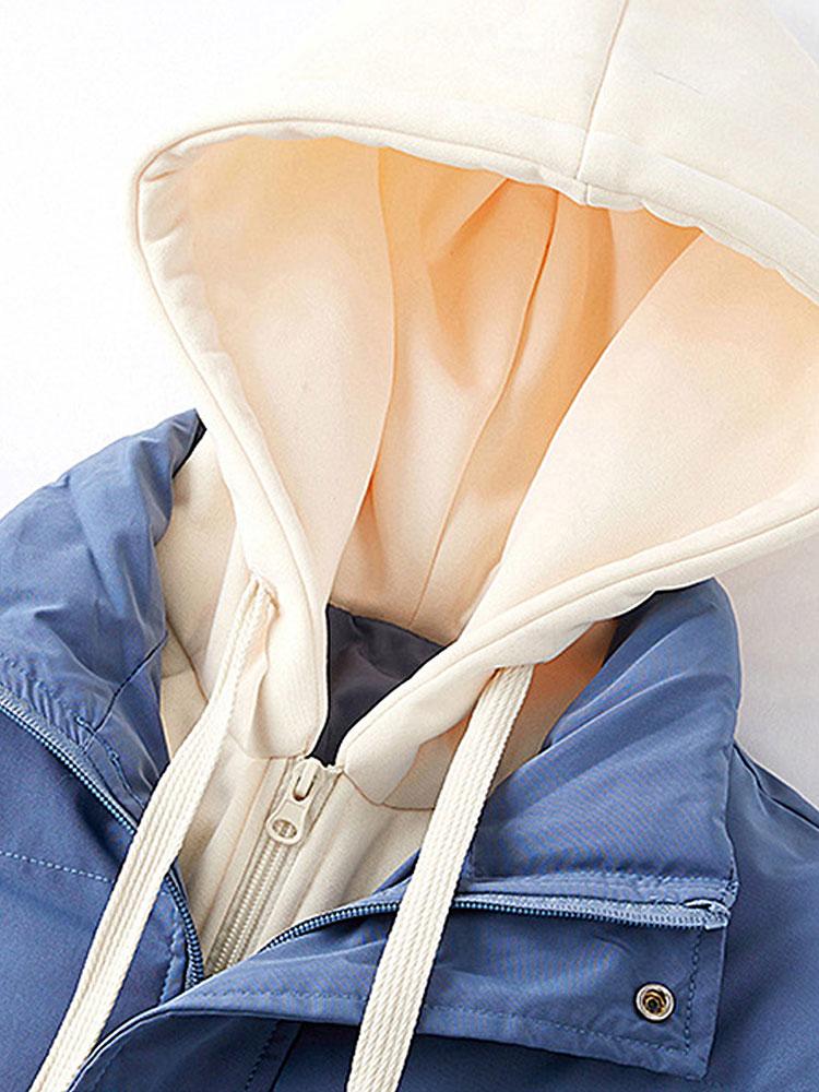 Contrast Hooded Puffer Coat