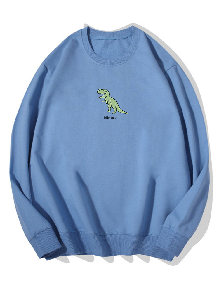 Cute Cartoon Dinosaur Print Cotton Sweatshirt