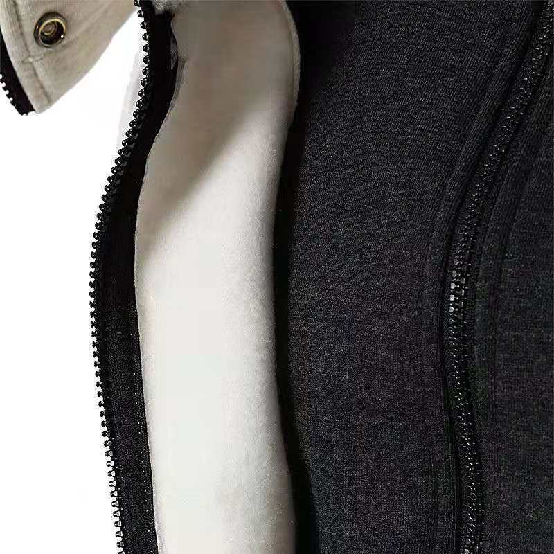 Men's Warm Hooded Fake Two-piece Sweater Jacket